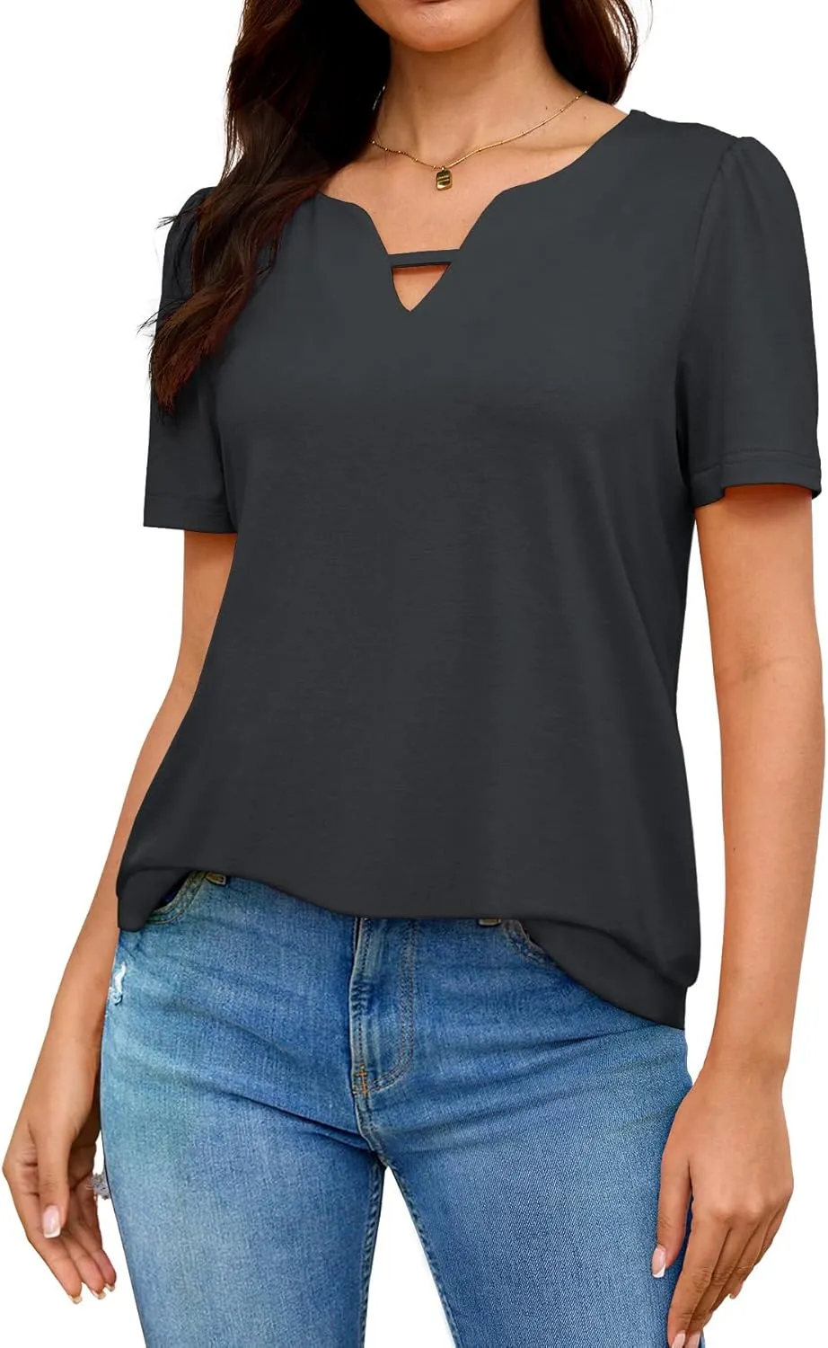 Heymiss Womens T Shirts Short Sleeve Dressy Casual V Neck Summer Tops Blouses