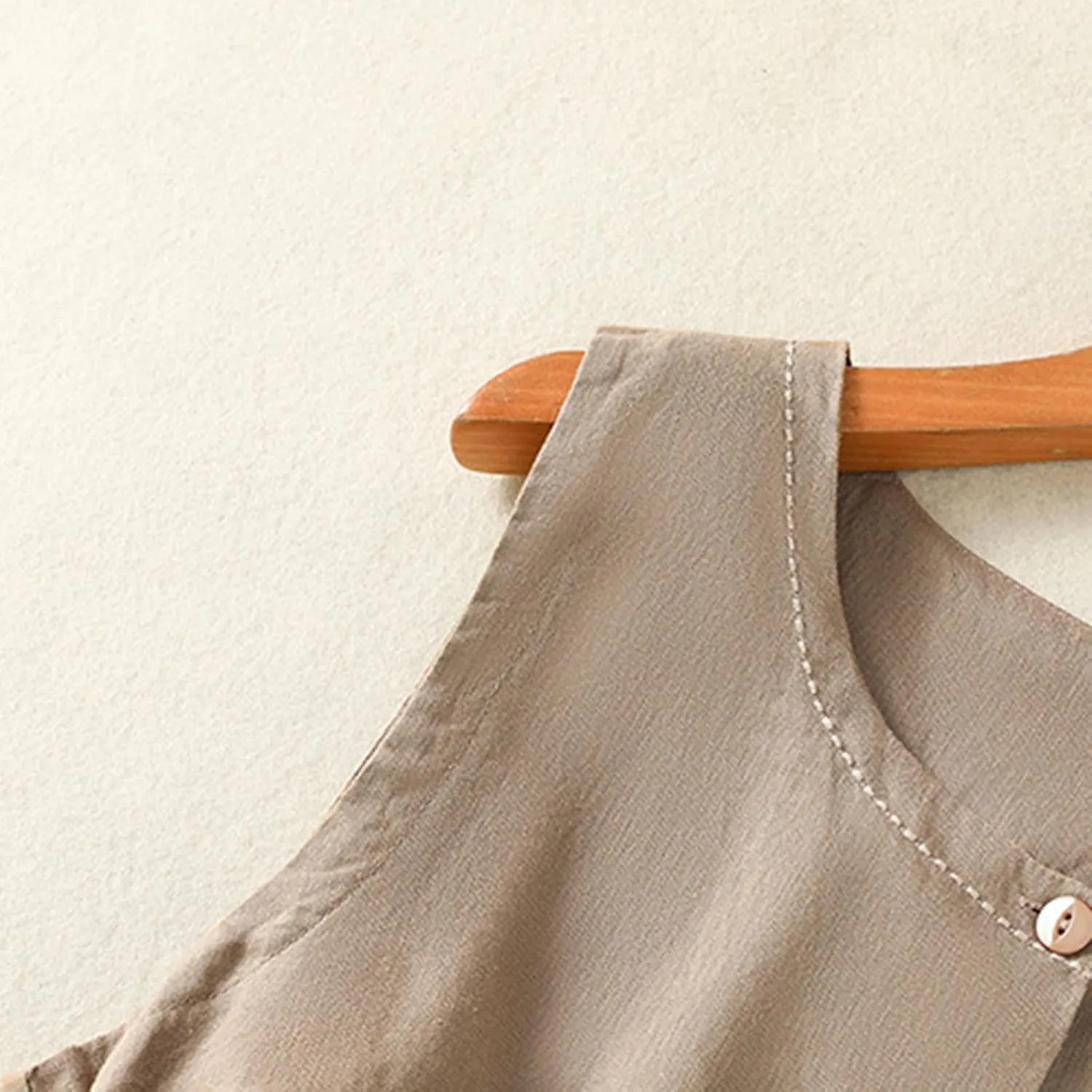 HGps8w Cotton Linen Tank Tops for Women 2025 Summer Loose Button Down Vest Sleeveless Casual Tunic Shirts Blouse