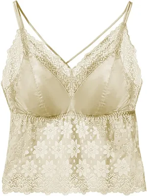 HGps8w Sexy Lace Camisole for Women with Detachable Built in Bra V Neck Spaghetti Strap Wireless Bralette Crop Tank Tops
