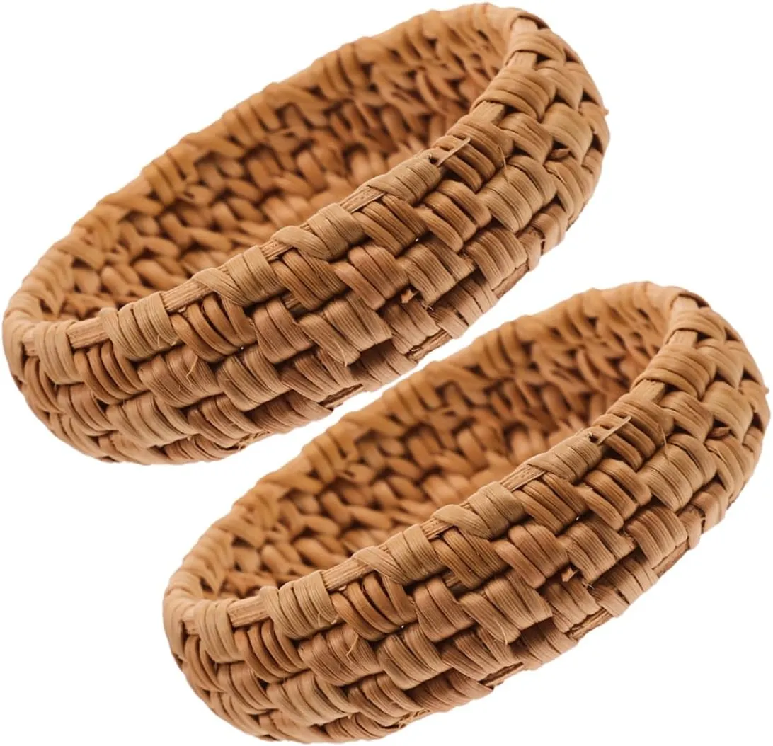 Homoyoyo Chunky Rattan Bracelet Braided Woven Bracelets for Women Vintage Bamboo Bangle Lightweight Straw Wicker Jewelry Handmade Statement Accessory