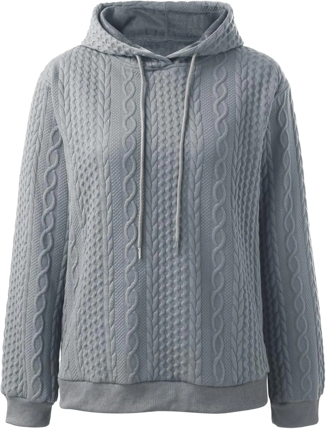 Hooded Sweatshirt Women Pullover Drawstring Loose Sweaters Trendy Oversized Long Sleeve Shirt Solid Top with Pocket