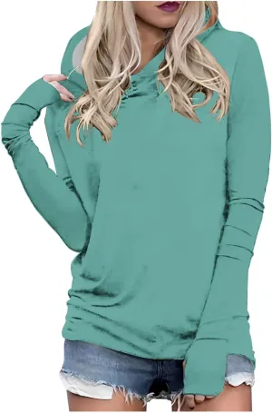 Hoodies with Thumb Holes for Women Long Sleeve Pullover Shirts 2024 Fall Tops Plus Size