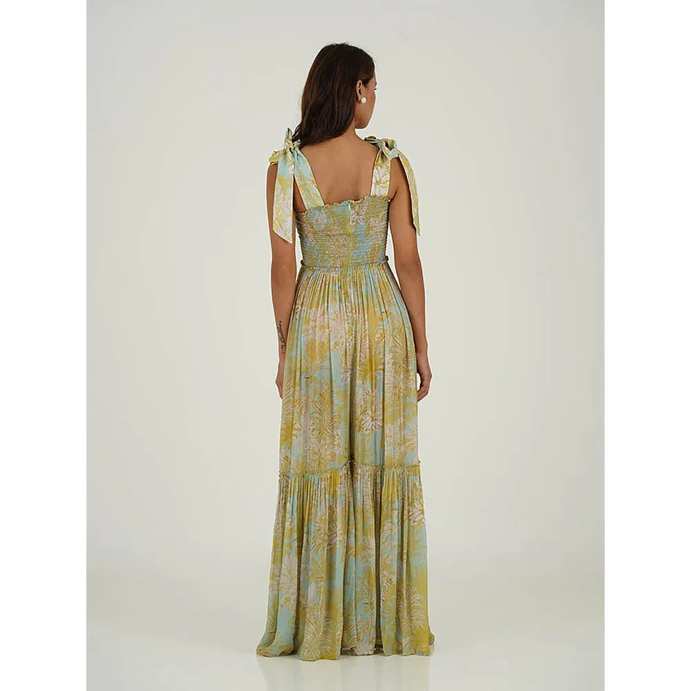 House of Soi Green & Yellow Savana Printed Jumpsuit