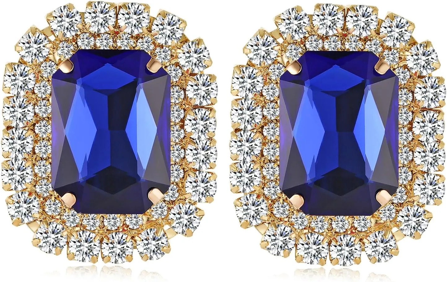 HZMAN Crystal Stud Earring for Women Bridal Dainty Vintage Large Square Rhinestone Earring Wedding Party Prom Chandelier Earring Jewelry Gift