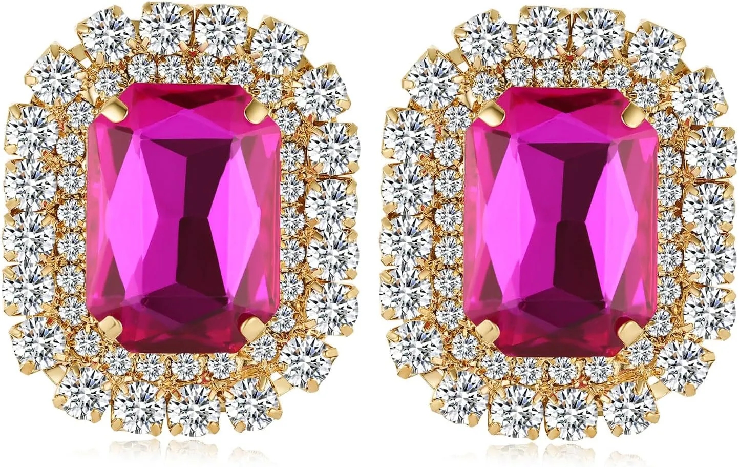 HZMAN Crystal Stud Earring for Women Bridal Dainty Vintage Large Square Rhinestone Earring Wedding Party Prom Chandelier Earring Jewelry Gift