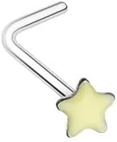 Illuminating Glow in the Dark Star L-Shape Nose Ring