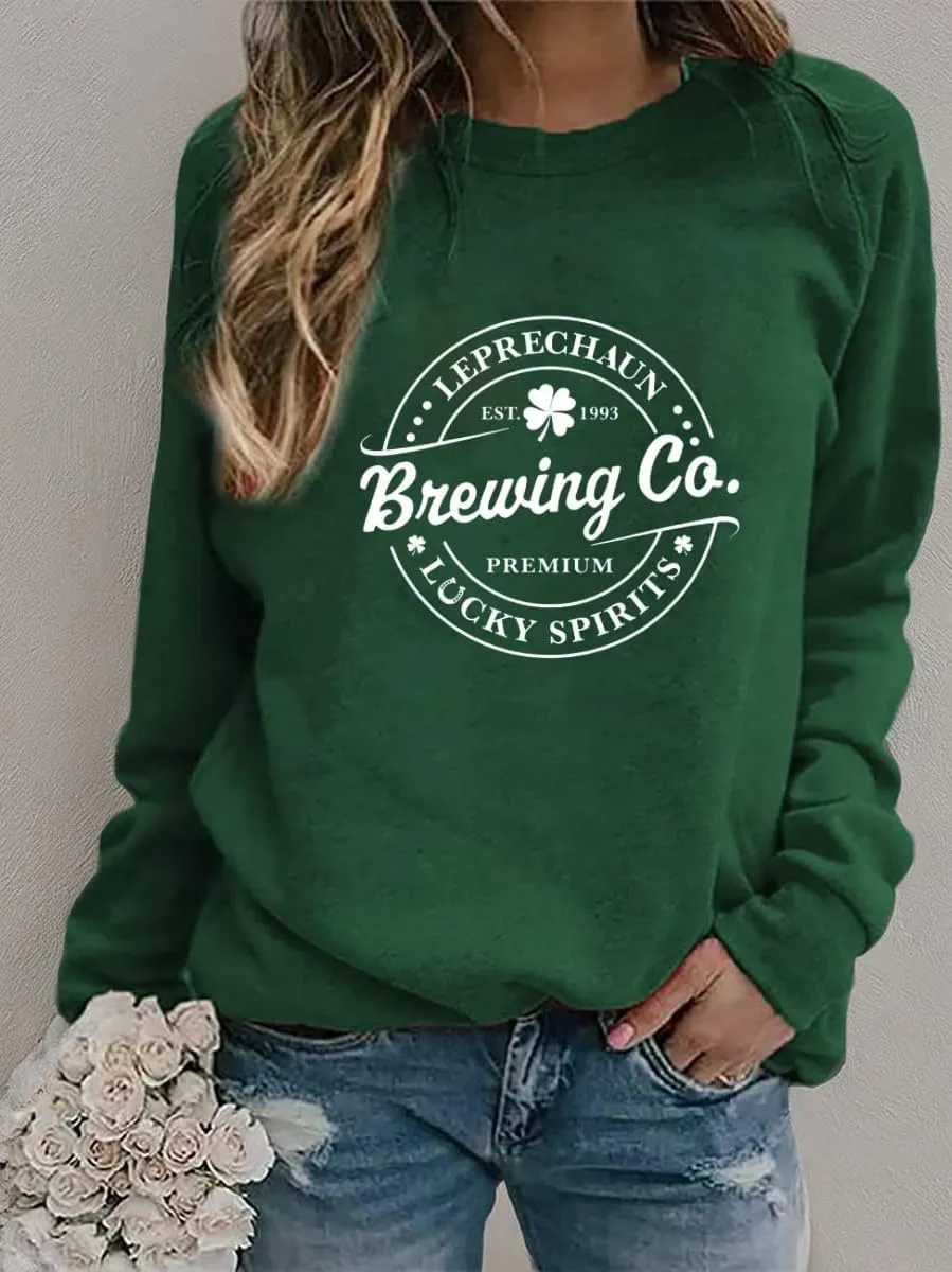 Irish Lucky St Patricks Day Sweatshirts Womens Vintage Leprechaun Graphic Tees
