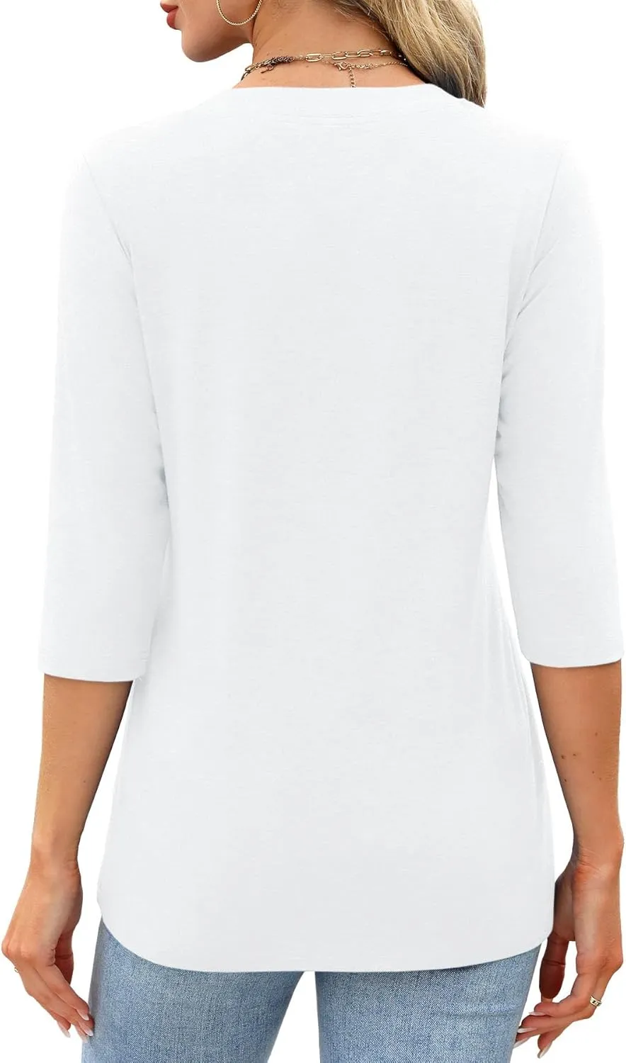 JomeDesign Womens Tops 3/4 Sleeve V Neck Shirts Dressy Casual Tunic Blouses Summer Tees