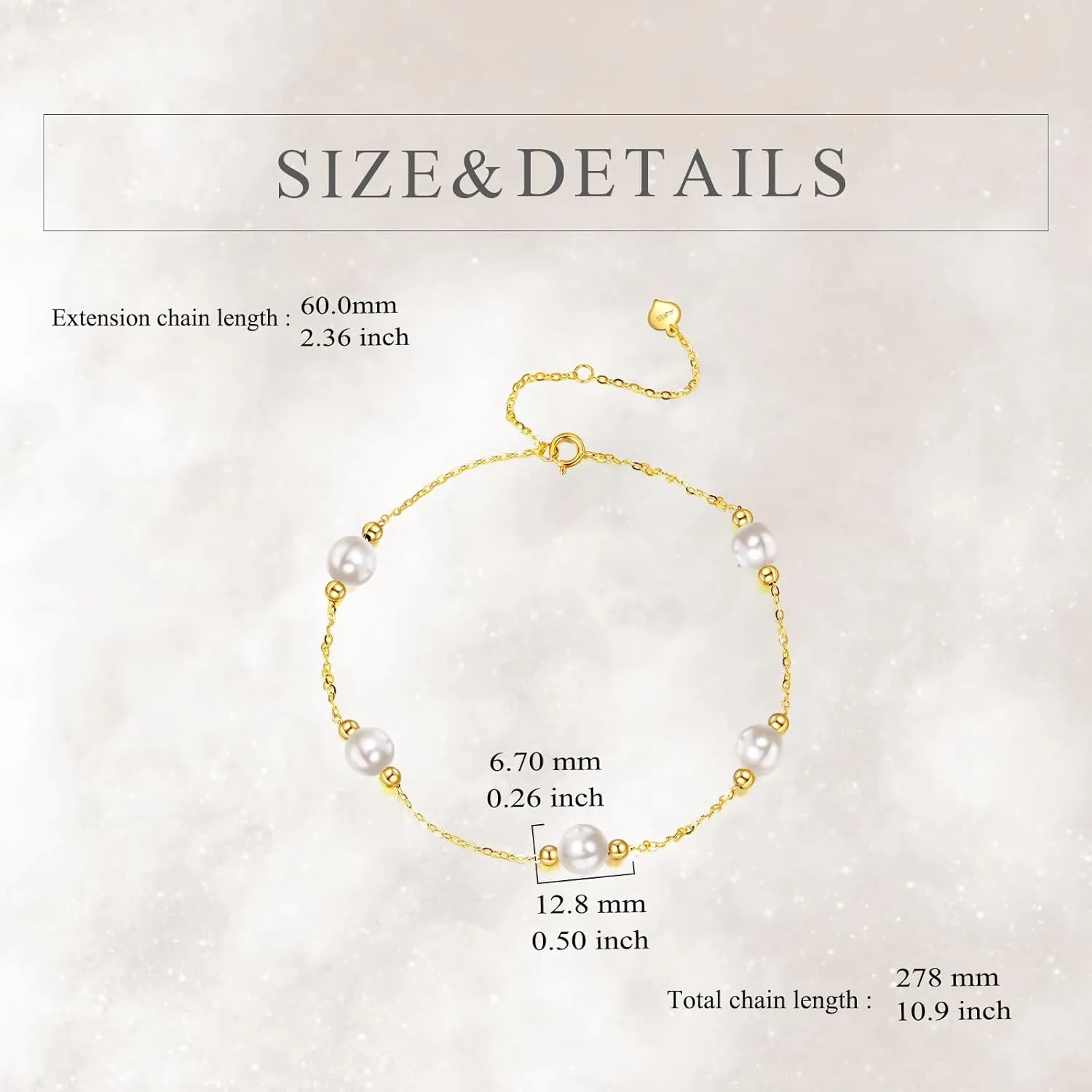 KECHO 14k Gold Pearl Anklets Bracelets Chain 9 2 in Bracelets Jewelry Gifts for Women