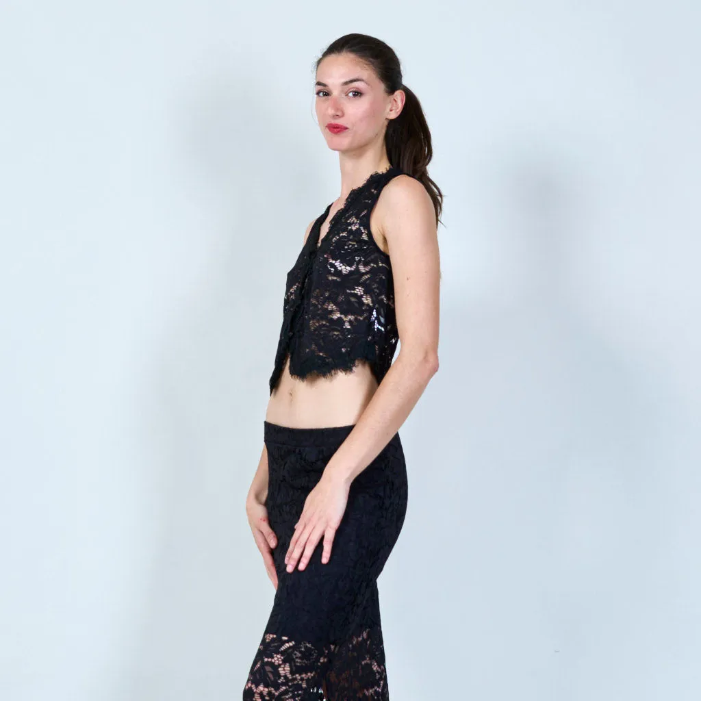 Lace overlay vest wholesale