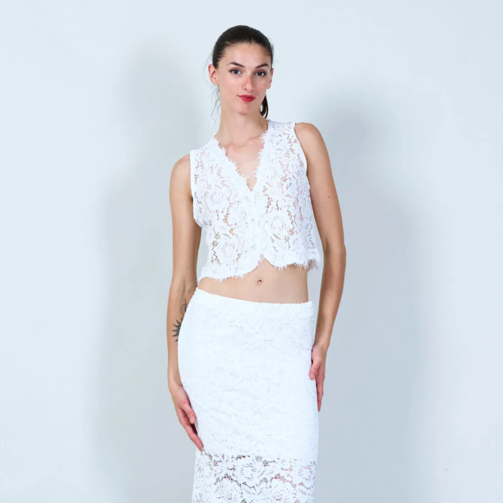 Lace overlay vest wholesale