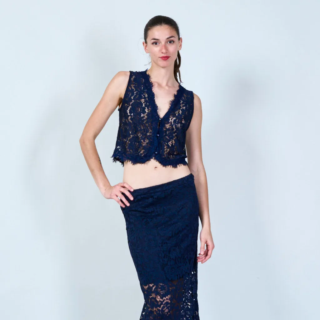 Lace overlay vest wholesale