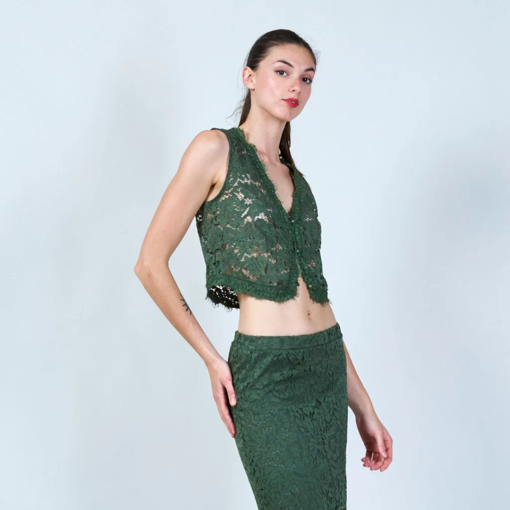 Lace overlay vest wholesale