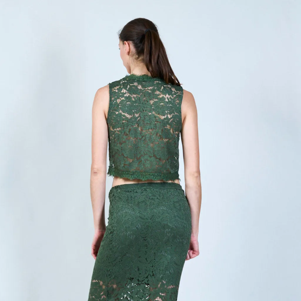 Lace overlay vest wholesale