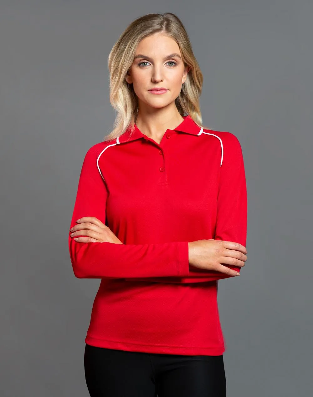 Ladies Cooldry Long Sleeve Contrast Polo - PS44