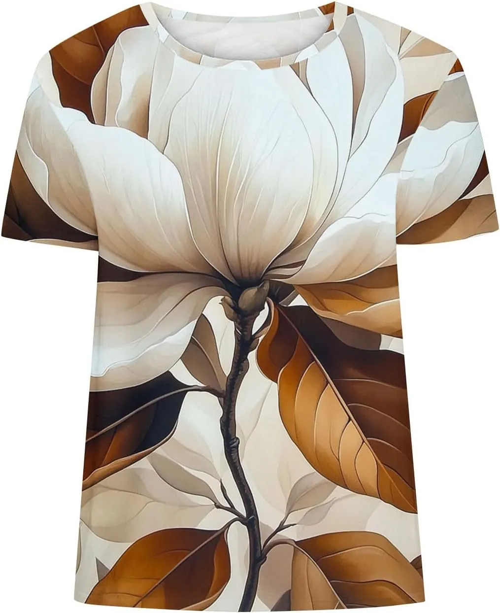 Ladies' Floral Printed Crewneck T-Shirt - 2025 Summer Boho Top with Short Sleeves & Casual Style