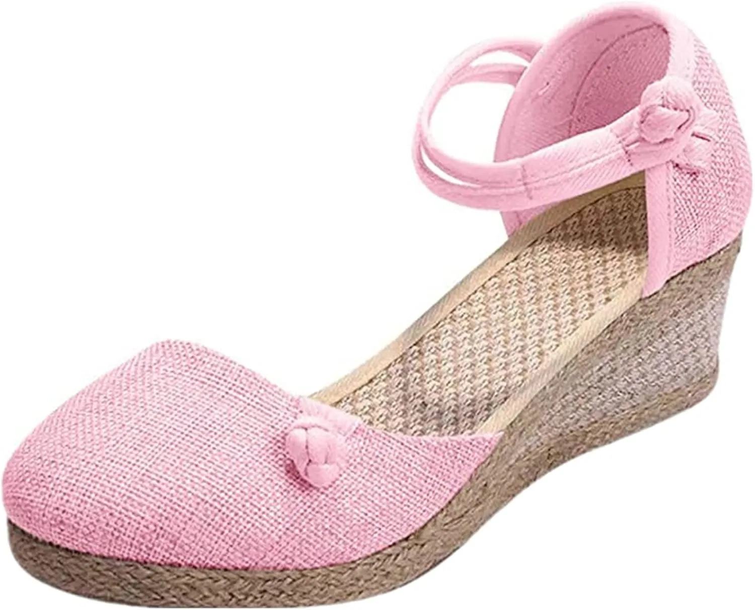 Ladmiple Closed Toe Espadrille Platform Wedge Sandals For Women Ankle Strap Slip On Fashion Casual Dressy Summer Shoes