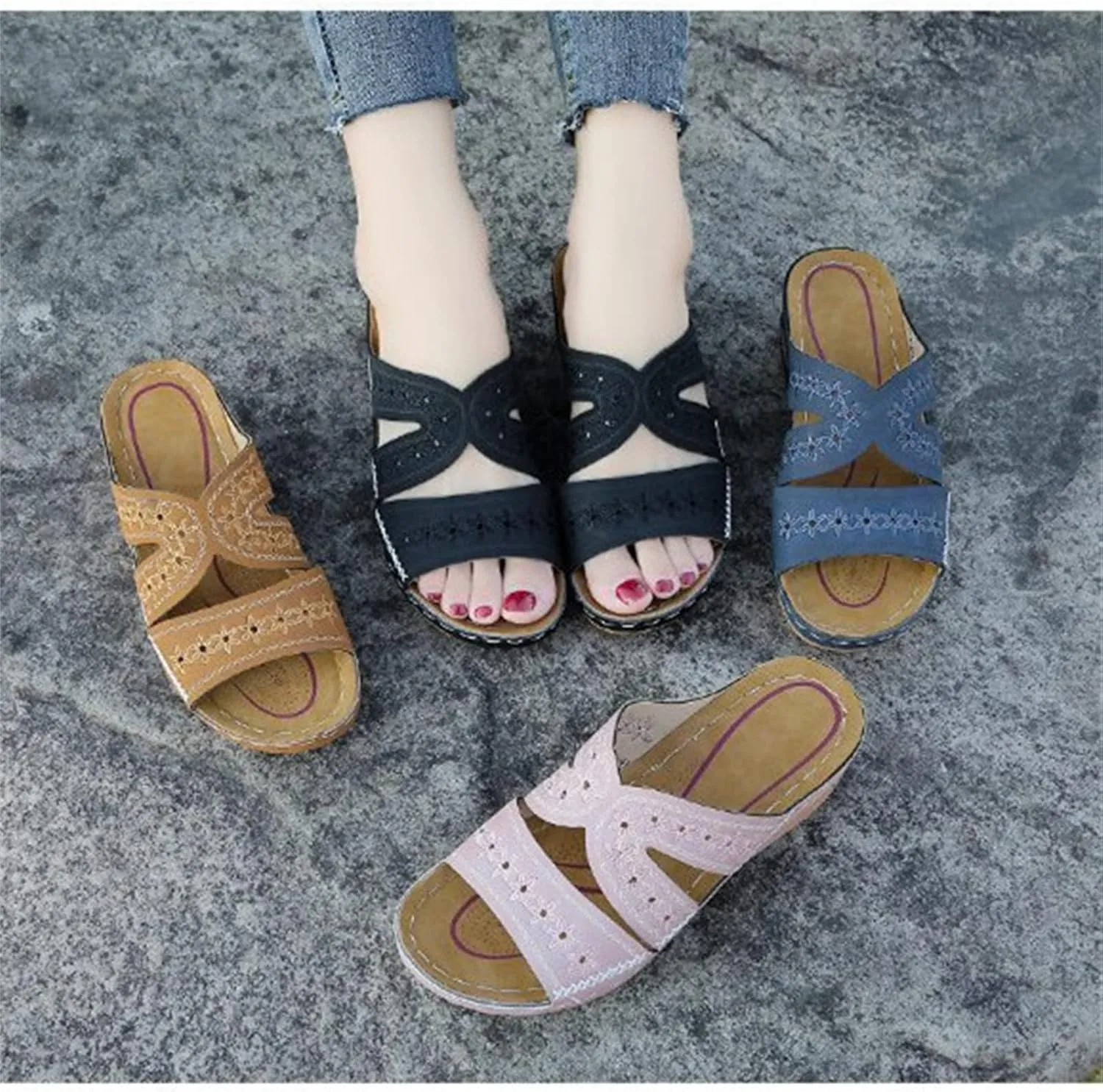 Ladmiple Orthotic Dress Sandals For Women With Arch Support Fashion Comfortable Slides Slippers Orthopedic Flip Flops