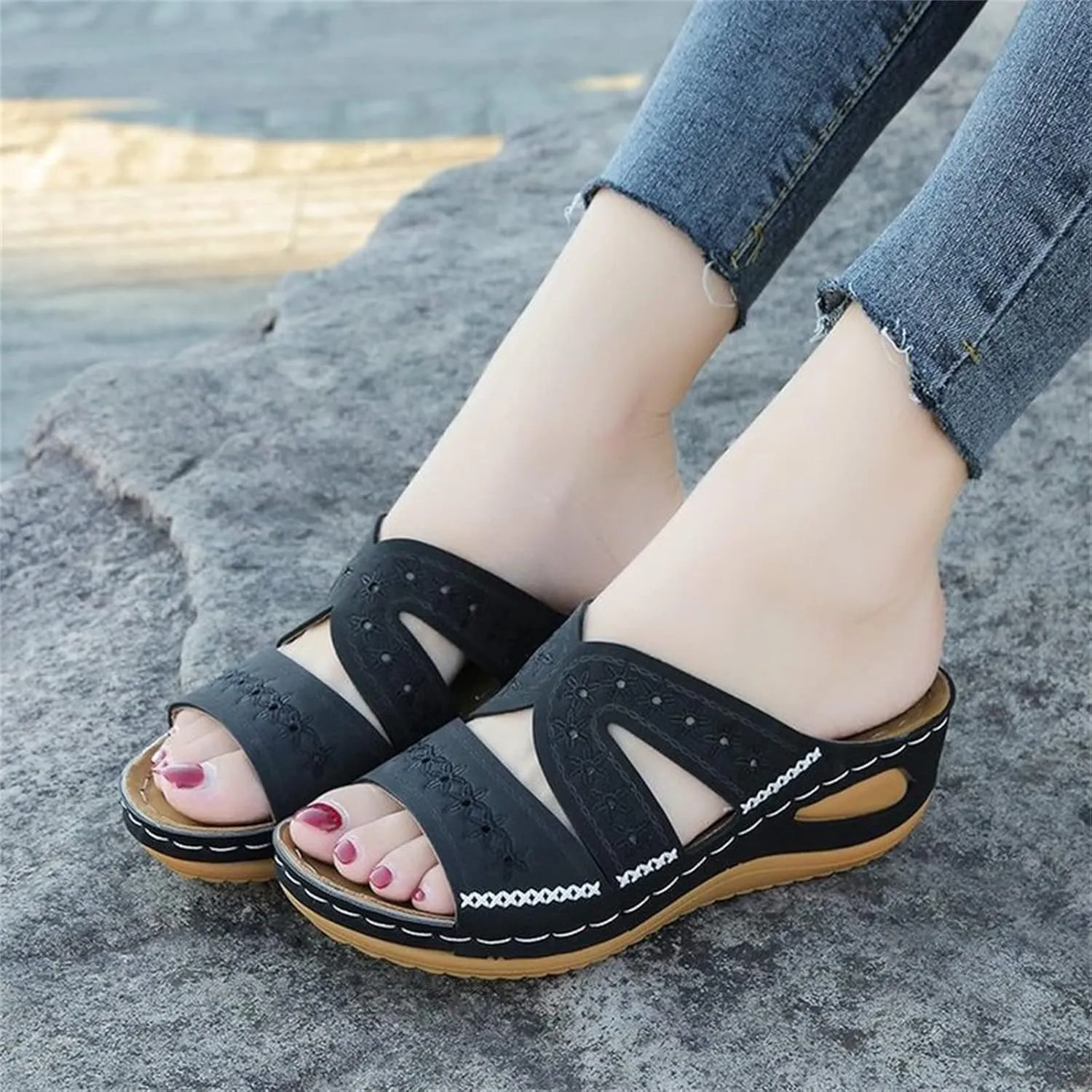 Ladmiple Orthotic Dress Sandals For Women With Arch Support Fashion Comfortable Slides Slippers Orthopedic Flip Flops