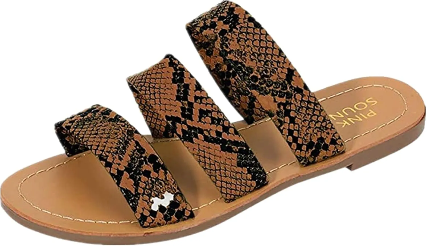 Ladmiple Sandals for Women Flat,Womens Strap Flats Sandal Flip Flops Open Toe Sandals Beach Summer Travel Shoes Slippers