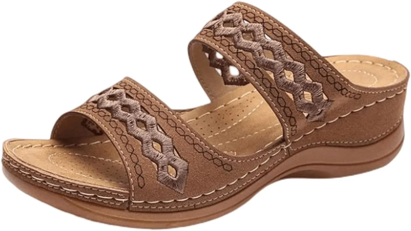 Ladmiple Sandals Women 2023 Fashion Orthopedic Flip Flops Sandals with Arch Support Wedge Slippers Roman Slip On Sandal