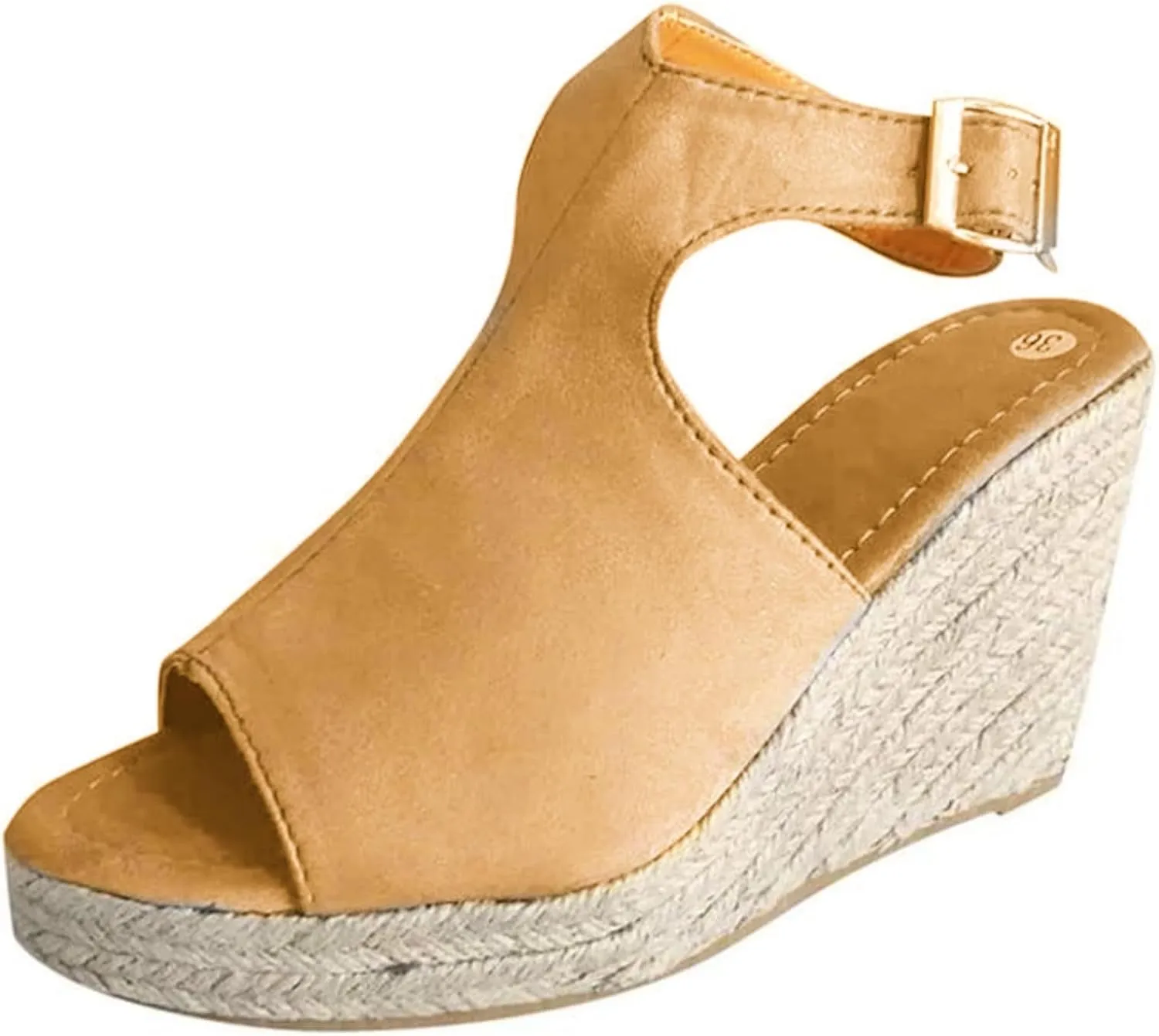 Ladmiple Sandals Women Comfortable Dressy Wedge Platform Sandals Ankle Strap Open Toe Slip On Casual Espadrille Summer Shoes