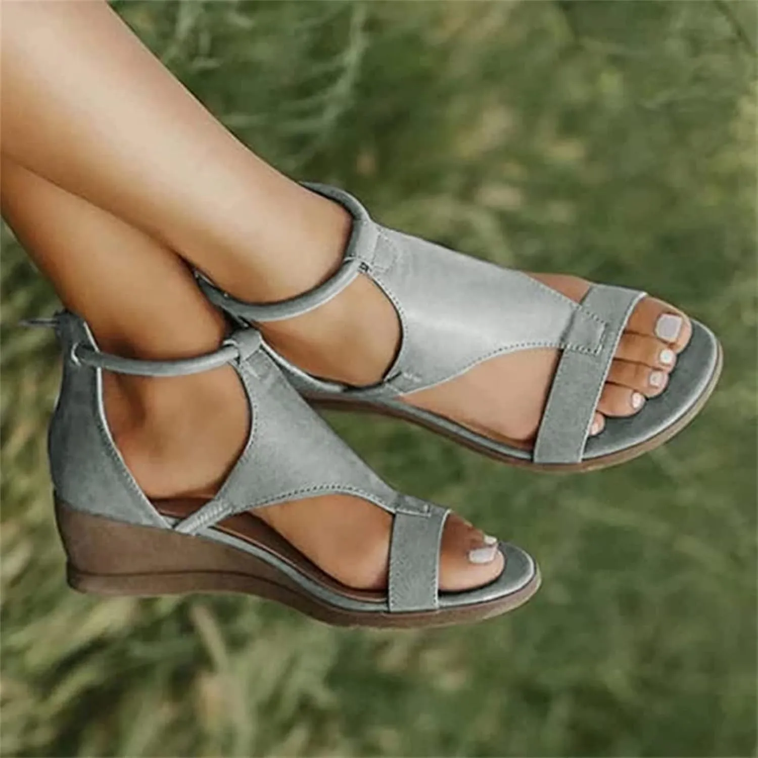 Ladmiple Sandals Women Comfortable Walking Platform Sandals Ankle Strap Open Toe Espadrille Wedge Sandals Dressy Summer Shoes