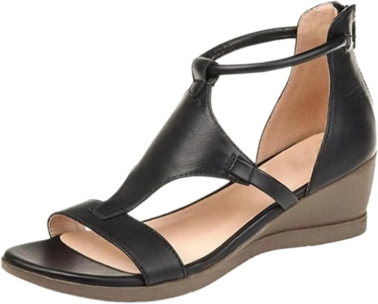 Ladmiple Sandals Women Comfortable Walking Platform Sandals Ankle Strap Open Toe Espadrille Wedge Sandals Dressy Summer Shoes