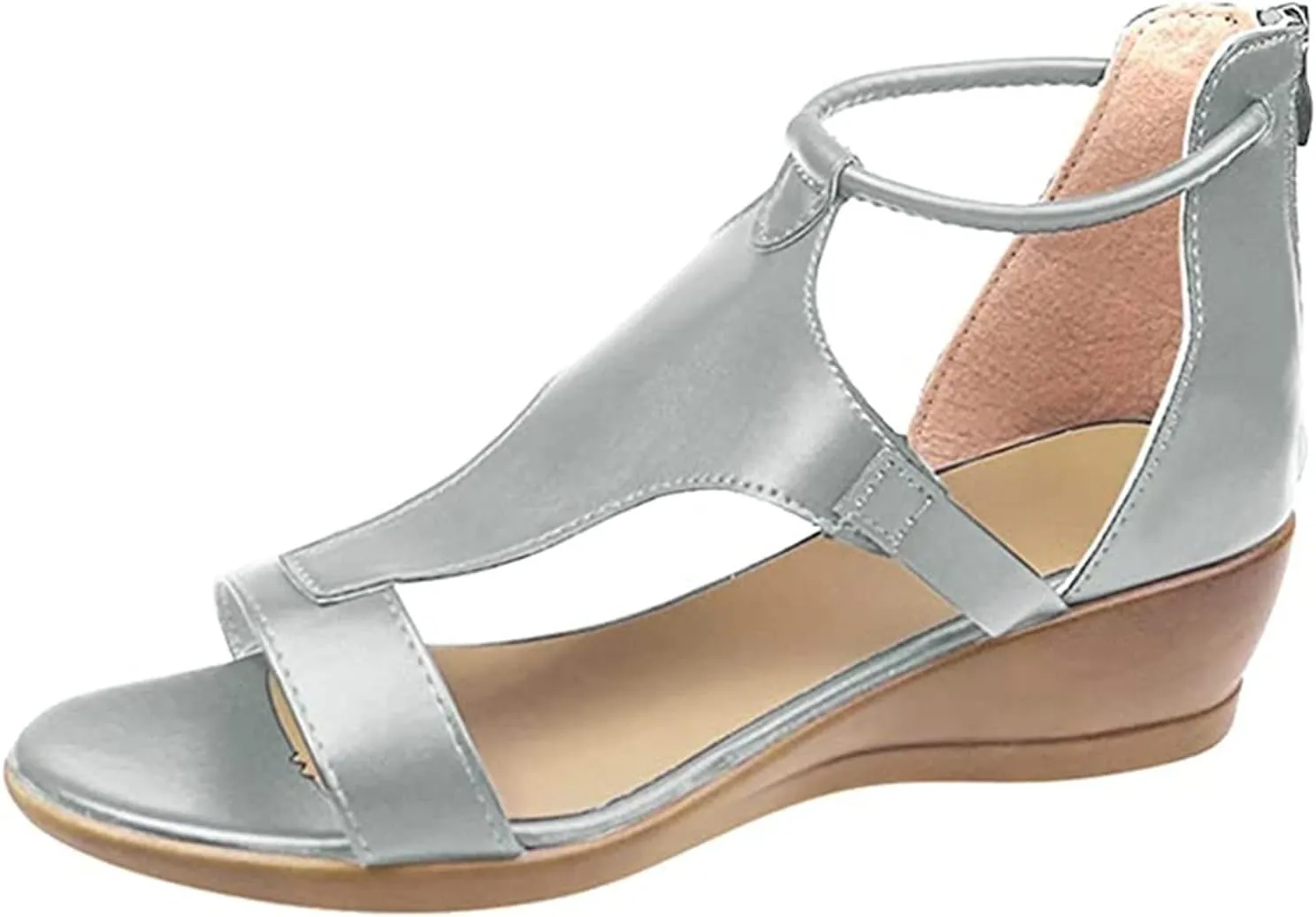 Ladmiple Sandals Women Comfortable Walking Platform Sandals Ankle Strap Open Toe Espadrille Wedge Sandals Dressy Summer Shoes
