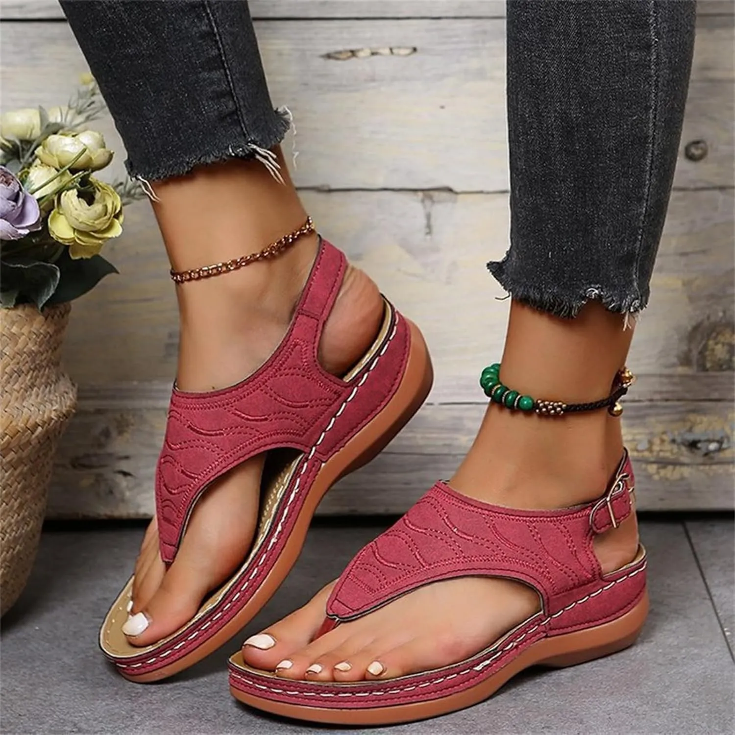 Ladmiple Sandals Women Summer Fashion Comfortable Flip Flop Arch Support Slippers Beach Roman Open Toe Orthopedic Sandal