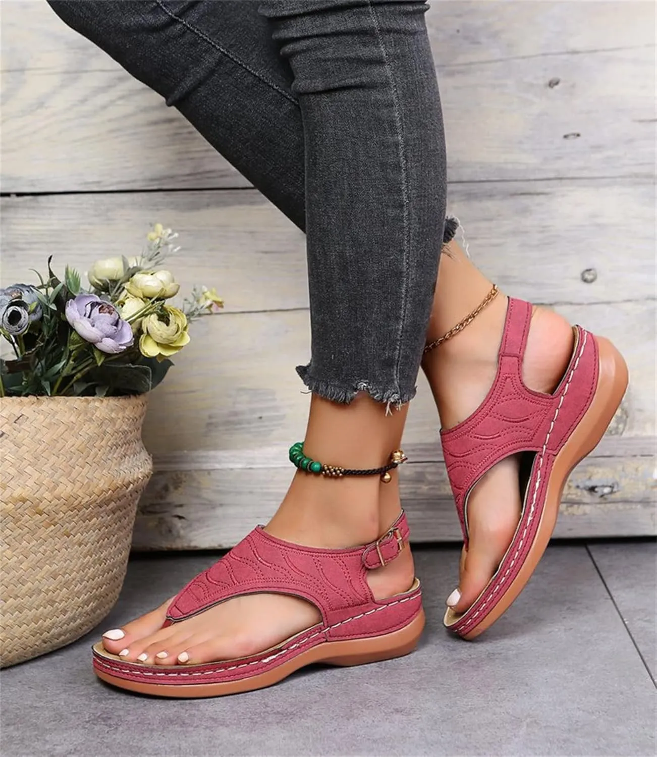 Ladmiple Sandals Women Summer Fashion Comfortable Flip Flop Arch Support Slippers Beach Roman Open Toe Orthopedic Sandal