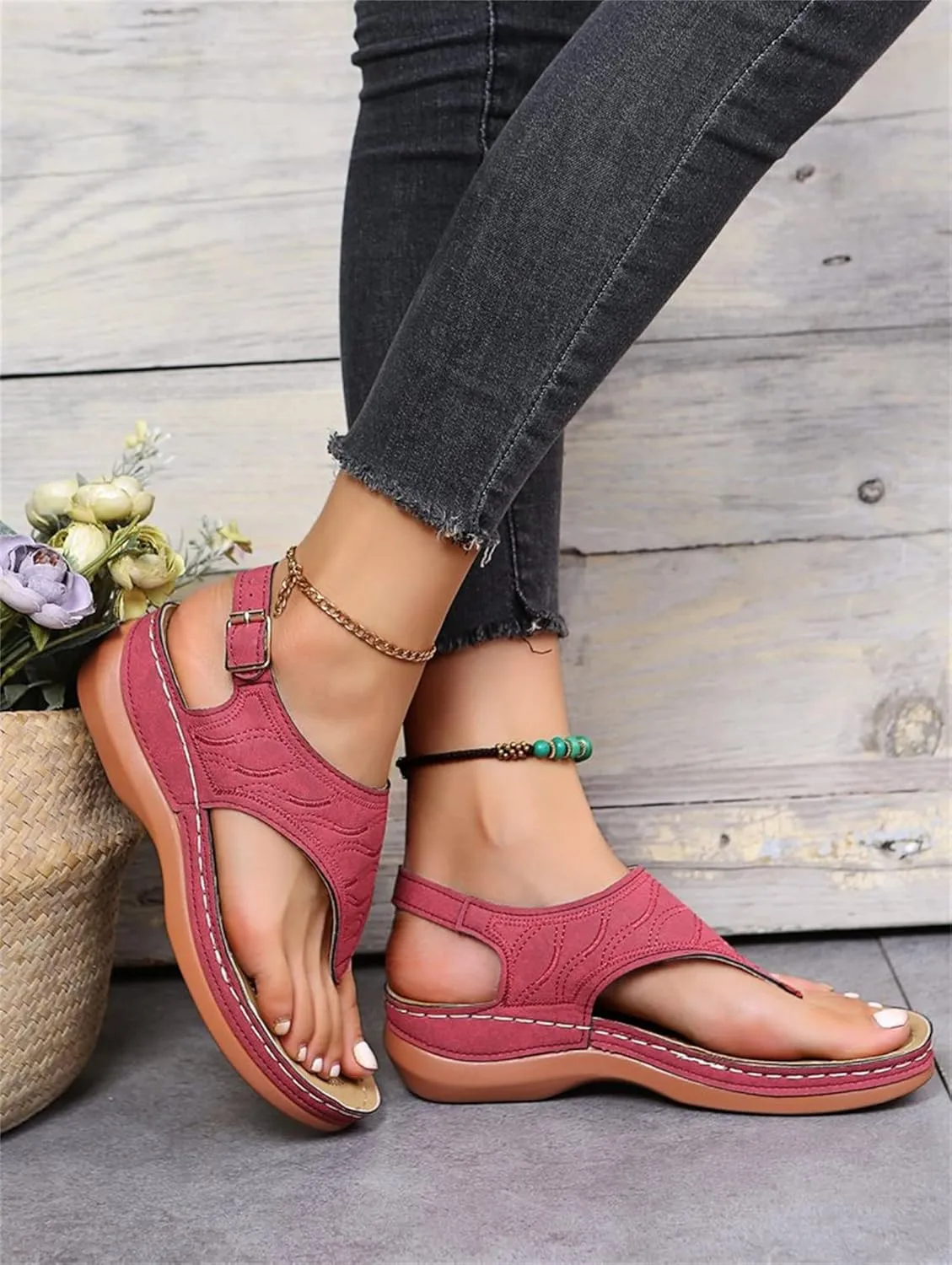Ladmiple Sandals Women Summer Fashion Comfortable Flip Flop Arch Support Slippers Beach Roman Open Toe Orthopedic Sandal