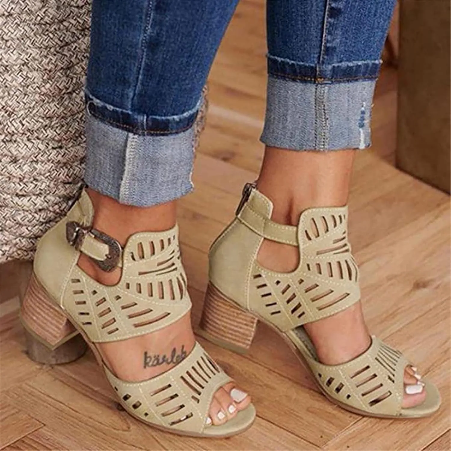 Ladmiple Summer Sandals for Women 2023 Comfy Platform Ankle Strap Cutout Wedge Sandal Open Toe Dressy High Heel Wedges