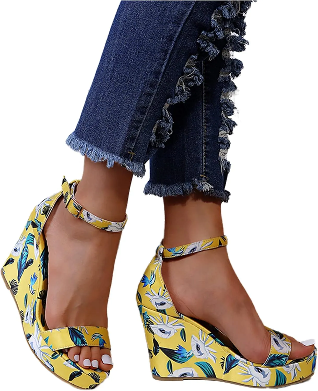 Ladmiple Summer Sandals for Women 2023 Platform Buckle Ankle Strap Wedges Sandal Open Toe Comfy High Heel Sandals Shoes