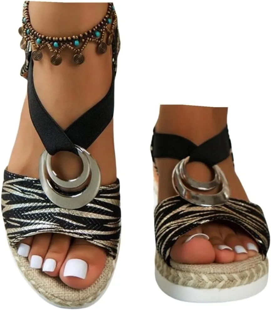 Ladmiple Summer Sandals for Women 2023 Platform Slip On Wedge Sandals Open Toe Casual Comfy Beach Party Mid Heeled Shoes