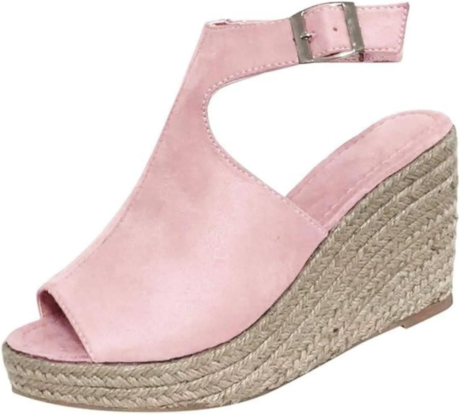 Ladmiple Wedge Sandals for Women,Womens 2023 Summer Comfy Slip-On Sandal Casual Beach Shoes Open Toe Espadrille Platform