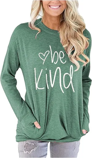LaLaLa Women's Casual Loose Fit Tunic Tops Long Sleeve Comfy Sweatshirts Pullover T-Shirts Blouses