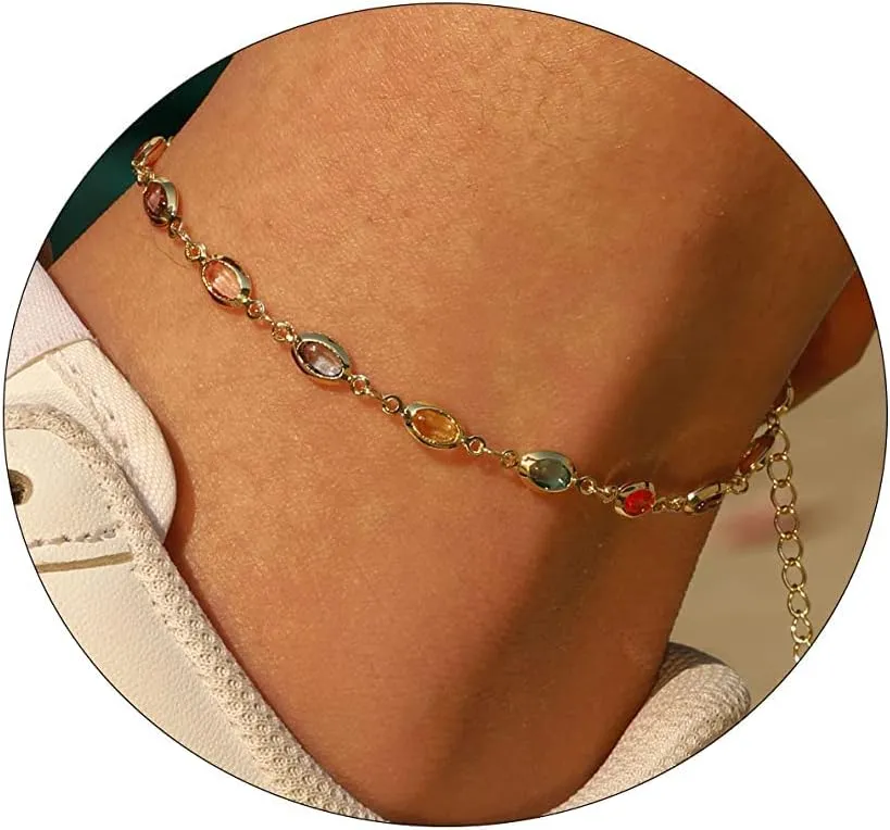 Layered Ankle Bracelets for Women 18K Gold Plated Dainty Fishbone Snake Chain Fine Bead Paperclip Peach Heart Anklets for Women Waterproof Minimalist Simple Anklets Fashion Summer Jewelry Anklet For Women