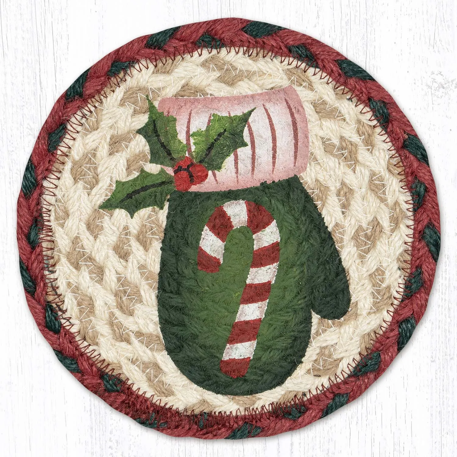 LC-875 Candy Cane Mitten 7" Trivet
