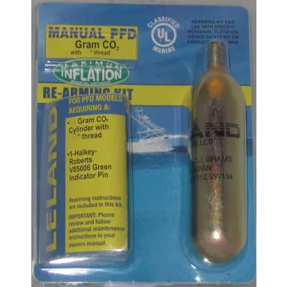 Leland 24 Gram CO2 Cartridge 1/2" Thread Manual PFD Re-Arming Kit