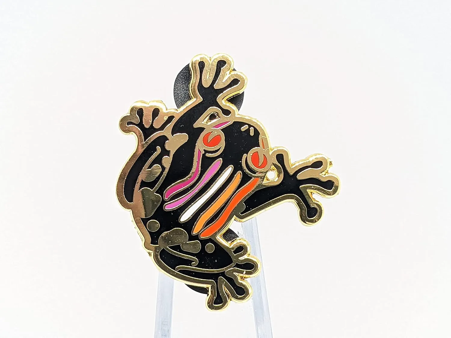 Lesbian Frog Pin | Subtle Lesbian Pride Tree Frog Enamel Pin in Sunset Lesbian Flag Colors | Subtle LGBT Pin