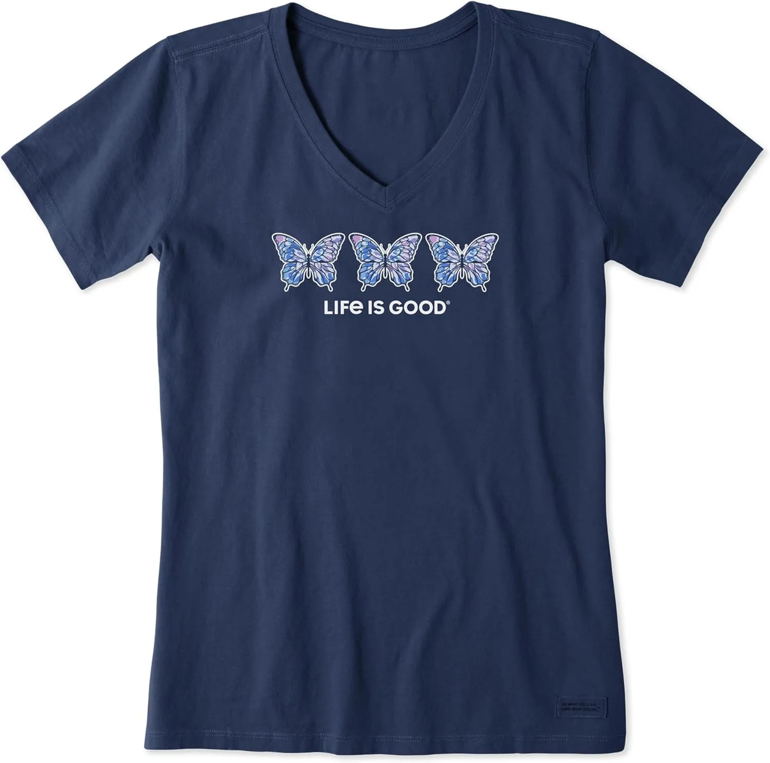 Life is Good Women's Crusher Tee Shirt, Short Sleeve Cotton Graphic T-Shirts, Tie Dye Butterfly