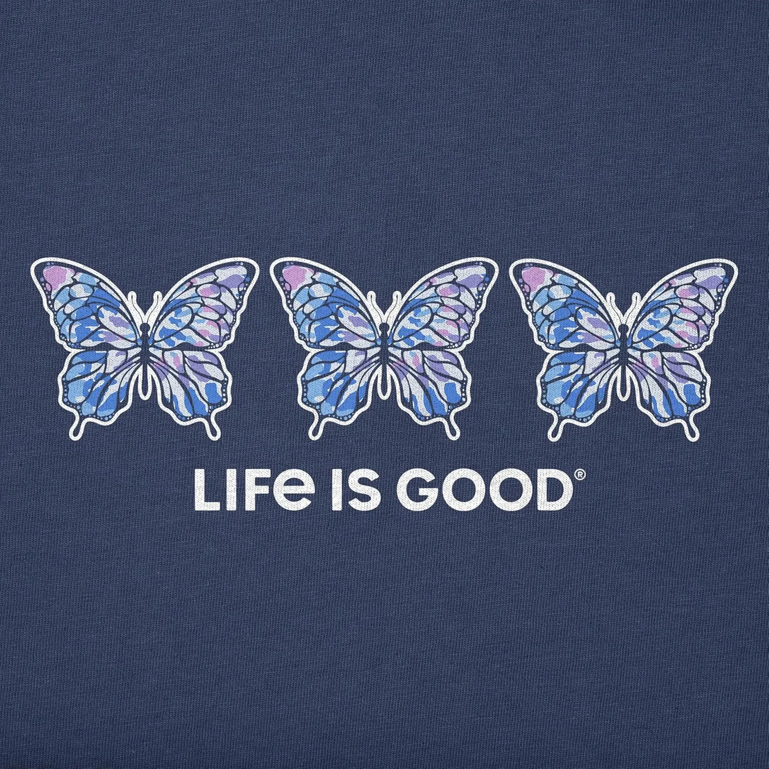 Life is Good Women's Crusher Tee Shirt, Short Sleeve Cotton Graphic T-Shirts, Tie Dye Butterfly