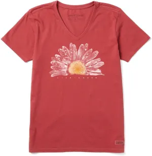 Life is Good Women's Crusher Tee, Short Sleeve Cotton Graphic T-Shirts, Watercolor Daisy Birds