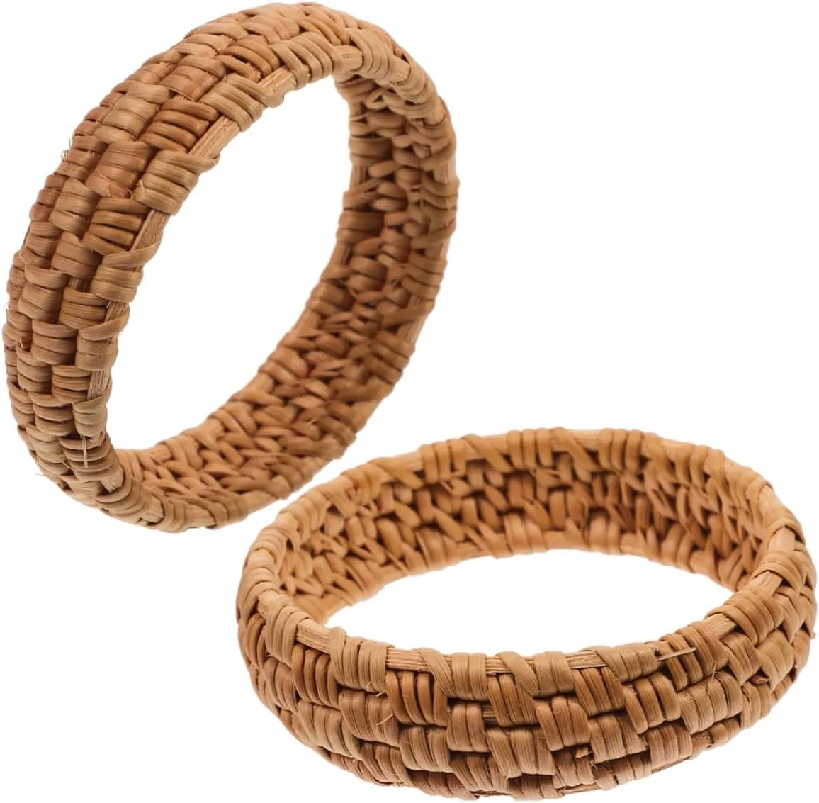 LIFKOME 2pcs Handwoven Rattan Bracelet Braided Woven Bangle for Women Lightweight Ethnic Boho Accessory