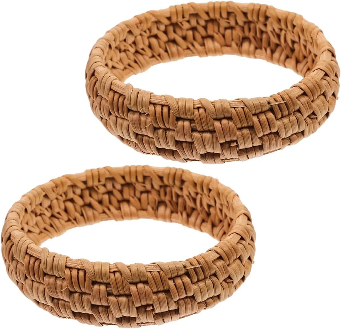 LIFKOME Handwoven Wooden Rattan Bracelet Retro Vintage Bangle for Women Lightweight Bracelets