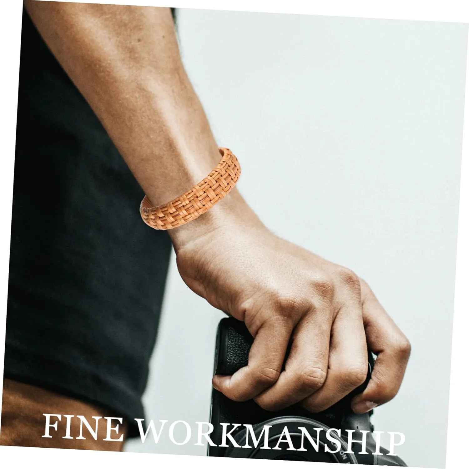 LIFKOME Rattan Woven Bangle for Women Bohemia Decorative Chunky Bracelet Comfortable Fit for Wrist Ethnic Style