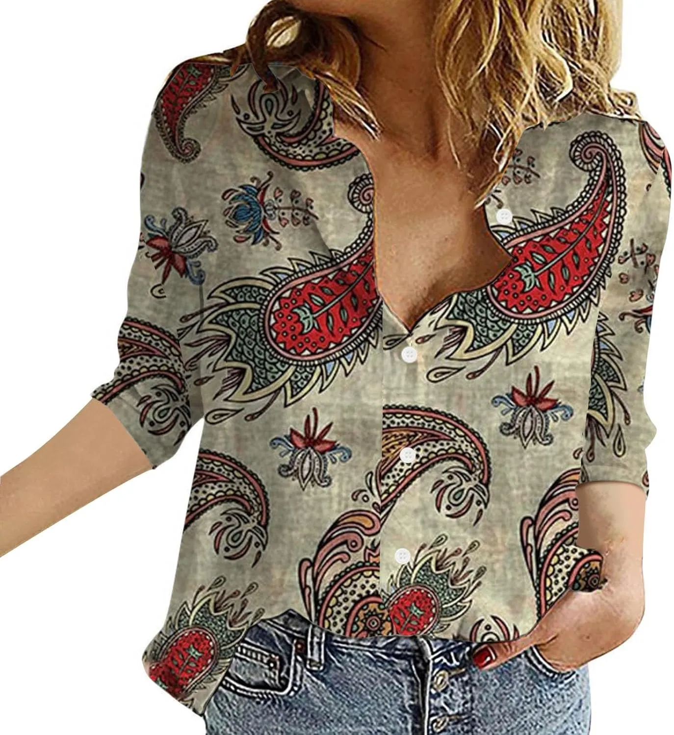 Linen Outfits Women White Linen Shirt Women Down Blouses Tops Long Sleeve Shirt for with Front Pocket Tops Long Sleeve