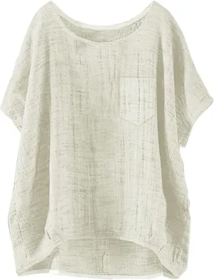 Linen Shirts for Women Summer 2025 Trendy Plus Size Crewneck Short Sleeve Cute Tops Casual Loose Fit Comfy Blouses