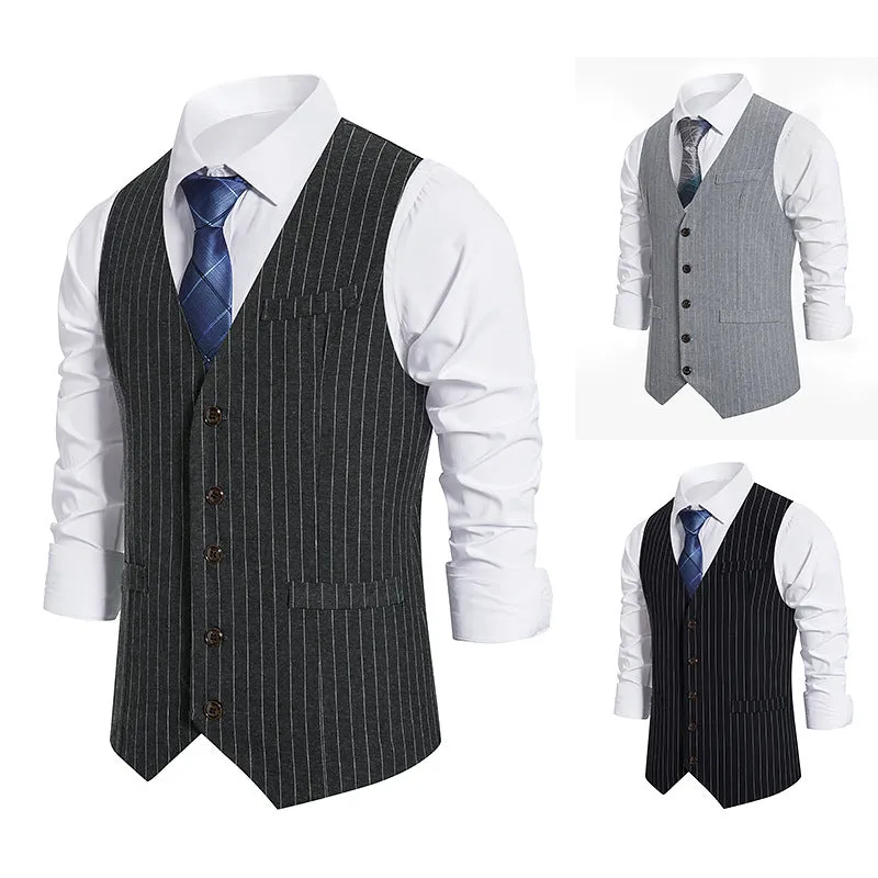 Livingstone - Dark Academia Business Suit Vest Blazer V-Neck Slim Fit